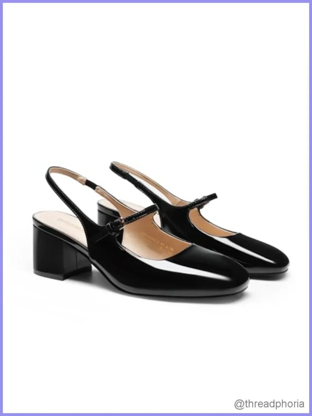 Women's Slingback Mary Jane Pumps, Chunky Block Heel, Square Toe Dress Shoes